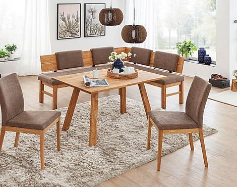 Eckbank Mod. Lorenzo - 155 x 194 cm bzw. 194 x 155 cm (nicht umstellbar), Sitz gepolstert, Lehne massiv