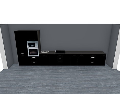 Küche Touch Lacklam. Schwarz sm Griff Metall Altsilberfarbig, Korpus Schiefergrau - Touch 84400