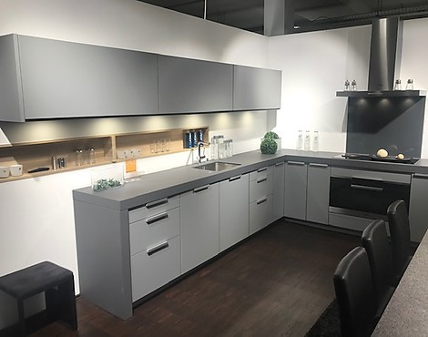 MODERNE TRAUMKÜCHE IN PERFEKTEM DESIGN - CL1067 KUNSTSTOFF STEINGRAU