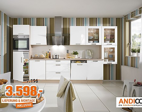 Echte Lackküche Alpinweiß ultra- Hochglanz inkl. Nischenverkleidung - Focus Super Angebot 3.589,- statt 7.196,-€