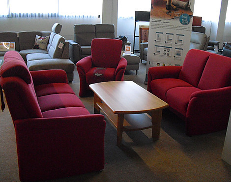 Sitzgruppe in Stoff rot mit Boxspring - Sedifit LS5011
