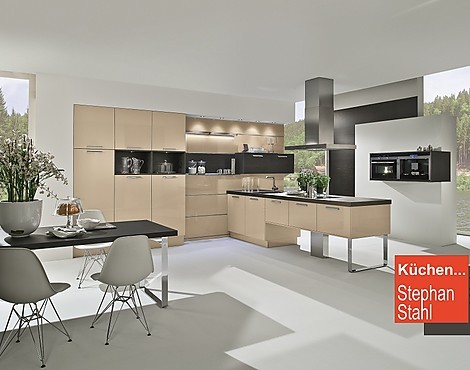 Hochglanz Lack Kashmere/ Eiche Terra furniert - AV4030