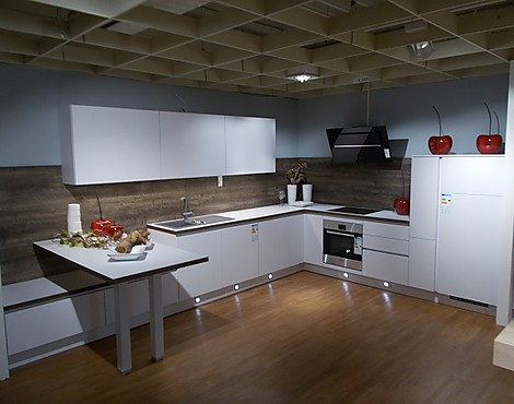 Moderne L-Küche Laser Premiumweiss - Laser
