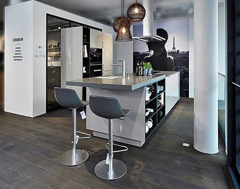 Inselküche in Achatgrau Hochglanz - Urban S 5005 L (Koje 31 KH)