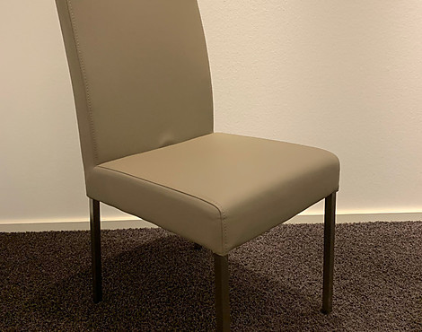 Dezenter Stuhl in Kunstleder Schlamm dunkel mit Edelstahl-Gestell- Preise reduziert!/H - NABER Sitzmöbel Bruck