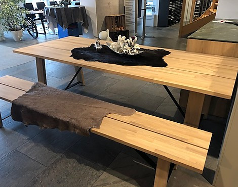 Massivholz Tisch & Bank - Tisch L 2,4 m x B 1,0 m x H 0,75 m , Bank L 2,4 m x B 0,4 m x H 0,46 m