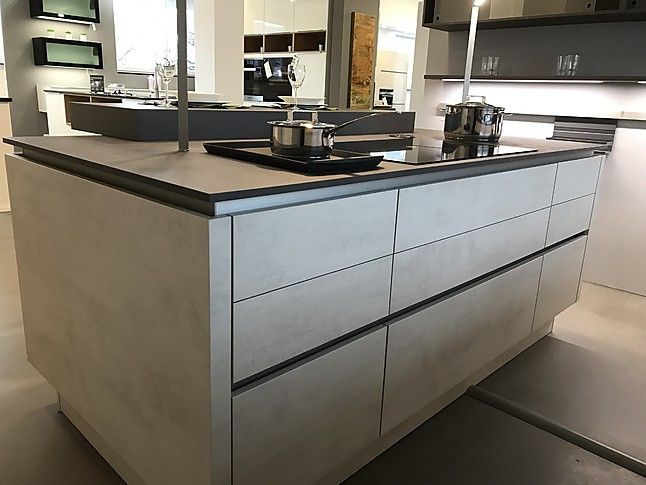 Selektion D-Musterküche Moderne grifflose Küche mit Insel und Theke