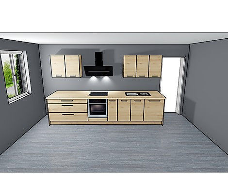 Küche Riva Eiche San Remo Nachbildung Bügelgriff Schwarzchrom - Riva 64751