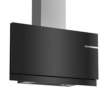 Dunstabzugshaube - Serie | 6 Wandesse 90 cm Klarglas schwarz bedruckt DWF97KS69