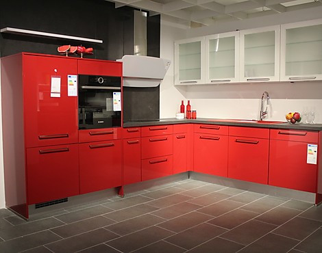 L-Küche in Rot Hochglanz - Flash