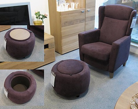 Ohrensessel mit Hocker - Cordstoff purple / lila