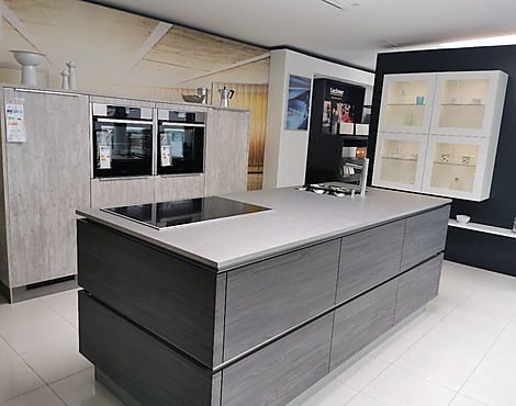 Designküche mit Blanco STEELART Arbeitsplatte - AV 2080 Beton Natur