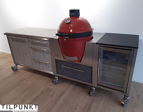 BURN OUT - Outdoorküche mit Grill, Kühlschrank, Granitarbeitsplatte und Rollen - BURN OUT - Outdoorküche mit Grill, Kühlschrank, Granitarbeitsplatte und Rollen