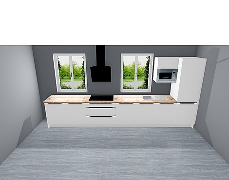Küche Touch Alpinweiss Lacklaminat Supermatt Griffleiste Schwarz eloxiert - Touch 60428