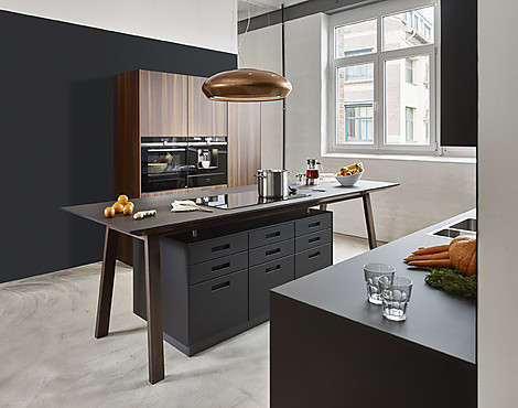 Modernste Küche im schwarz - matten Design. - NX 650 (KE08)