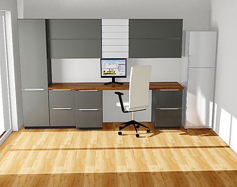 Bürozimmer - Glasoptik Titanio matt (polymerem Glas) | Balkeneiche Nachbildung