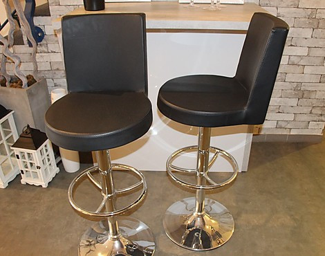 Schwarze Barstühle in rundem Design, höhenverstellbar - Jenny