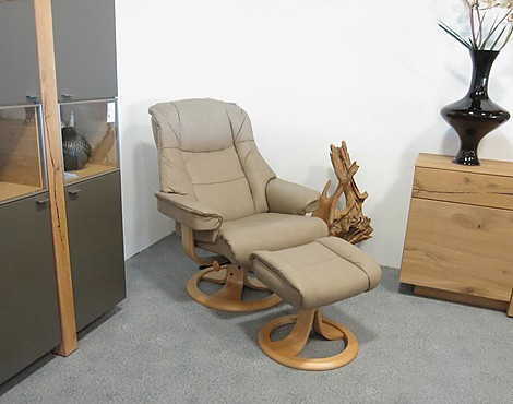 Relaxsessel mit Hocker - Leder