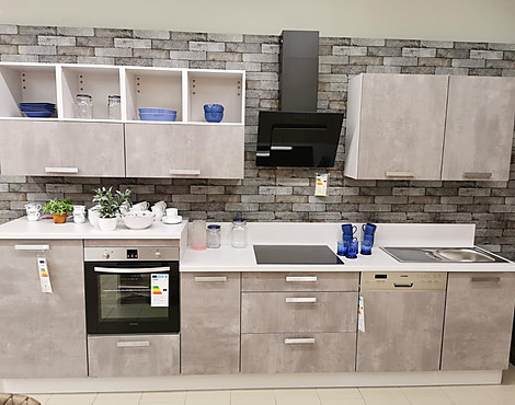 Moderne Küchenzeile in zeitloser, robuster Betonoptik - Celine Concrete Grey