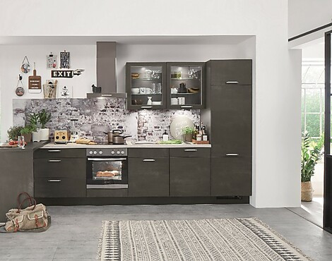 Stilistische Küchenfronten Schwarz und Weiß Beton Nachbildung nur 3.598,-€ - Linea Speed Schwarz weiß