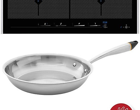 Flächeninduktion mit Kochfeldabzug KFL 2094 bc rahmenlos 91 cm Umluft mit Bluetooth Pfanne & Tablet für *** be-cook *** - KFL 2094 bc