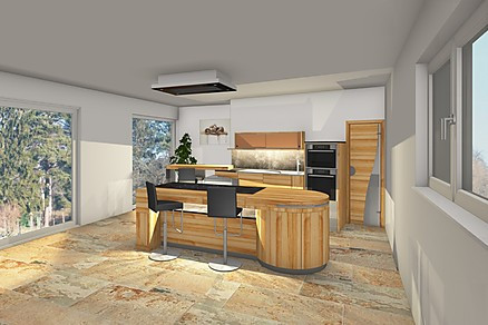 Moderne Holzküche - 3D Küchenplanung bei Pfister