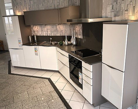 Moderne Küche mit Glasfront incl. Geräteset ( ohne Geschirrspüler) - XL 4500 / XL Top 1361 lavagrau Nr. 13
