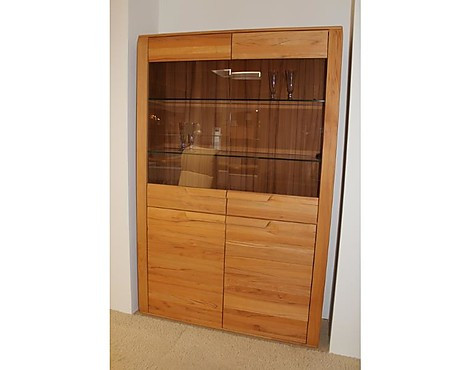 Vitrinenschrank Rotkernbuche massiv, inkl. Beleuchtung - Vitrine Buche Massiv Echtholz Vitrine 4010