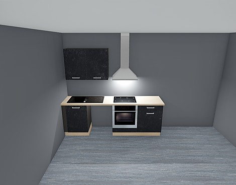 Küche Speed Schwarzbeton NB Griff Metall Edelstahlfarbig Korpus Schiefergrau - Speed 52986