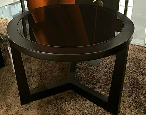 Tisch / Couchtisch / Beistelltisch Buchenholz matte Beizung, Kristallglas glace - 54706 Reverso