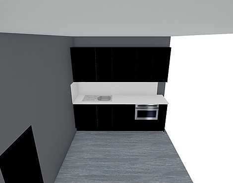 Küche Touch Schwarz Lacklaminat Supermatt Griffleiste Schwarz eloxiert Korpus Schiefergrau - Touch 59984