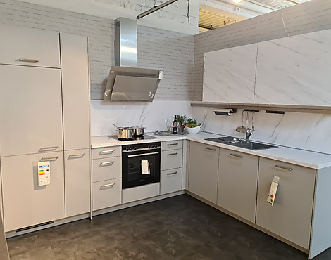 L-Küche / Einbauküche in Steingrau matt - 317 Smaragd