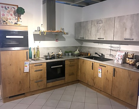 moderne L-Küche in Wildeiche und Beton - Cora 145 Wild Oak, 186 Beton