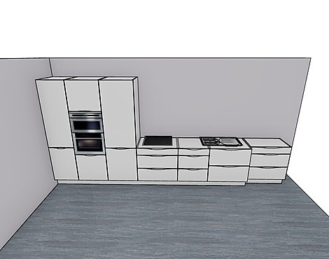 Küche Flash Weiss Hochglanz Griffleiste Edelstahlfarbig 28784464 - Flash 84464