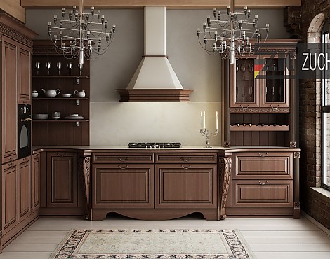 Englische Landhausküche aus Massivholz - Münster Brown