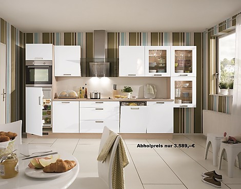 Echte Lackküche Alpinweiß ultra- Hochglanz inkl. Nischenverkleidung - Focus Super Angebot 3.589,- statt 7.196,-€