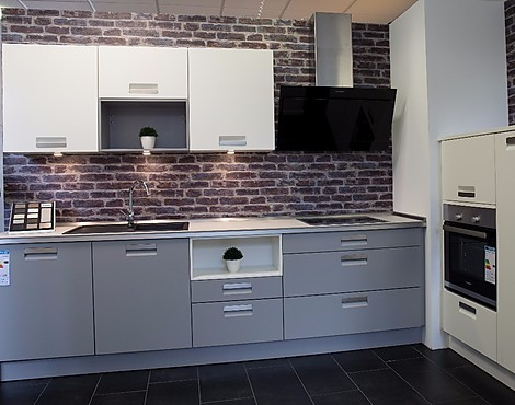 Moderne Single Küche - Häcker Classic Integrale perlgrau und weiß
