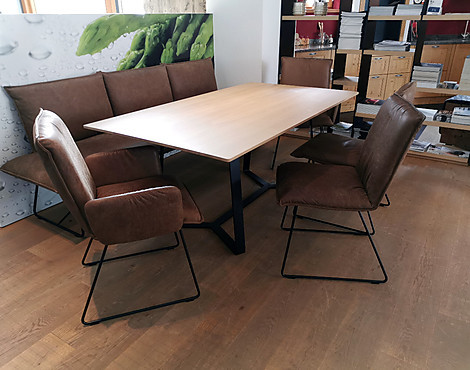 Sitzgruppe 6-teilig / Tisch 180 x 100 cm / gerade Bank / 2 Stühle / 2 Stühle mit Armlehne - RYDER