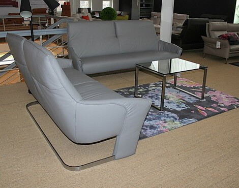 Musterring Sofa mit verstellbare Kopfstütze Leder Farbe Silver - MR 410