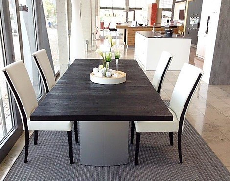 Eßzimmer Stuhl Bianco Leder - Lederstuhl weiß mit schwarzen Fuß