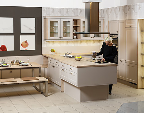 Helle moderne Küche mit einem Hauch von Landhaus - 636 – Charlet Sand Lack matt