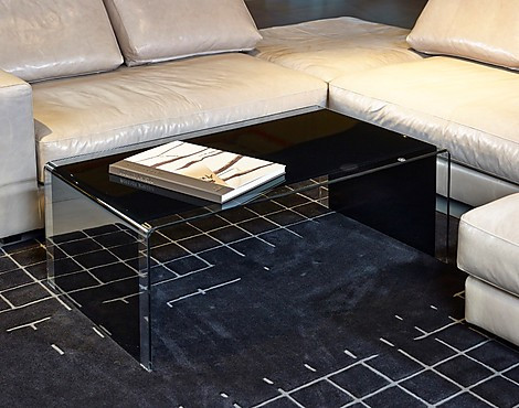 Couchtisch aus Glas, schwarz - Beistelltisch (KL)