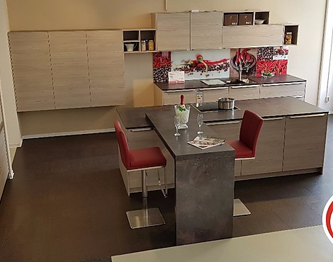 ein Wohnzimmer zum kochen - HÄCKER Systemat AV1092 Pinie-grau Matex-Plus