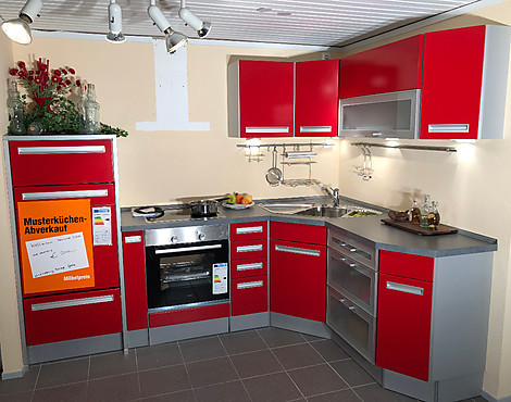 Wellmann Müsterküche in Rot - W5-241 Kaminrot 60
