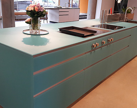 Moderne Kücheninsel Artematica Glas matt in frischem aquamarin - Artematica Vitrum