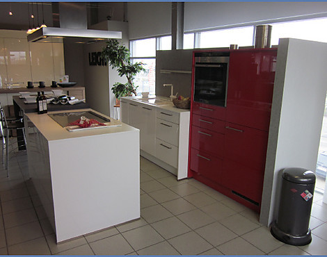 Front Lack Rosso HGL und Weiß HGL Arbeitsplatte Schichtstoff weiss - Designo