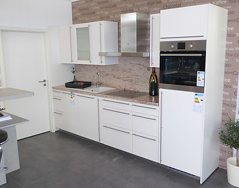 Moderne Küche mit Granit-Arbeitsplatte und Rückwand - Fashion Magnolie Mattlack