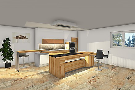 3D Ansicht - moderne Pfisterküche aus Holz