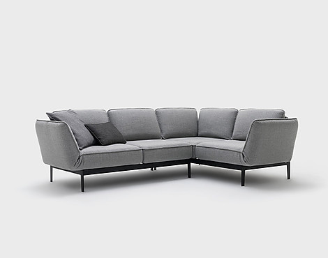 Sofa MERA Stoff signalgrau Schenkel rechts - MERA Stoff signalgrau Schenkel rechts