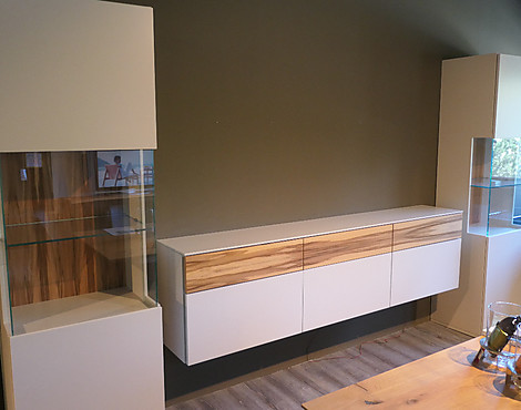 Wohnkombi / Vitrine und Hängesideboard inkl. LED-Beleuchtung - CANTO